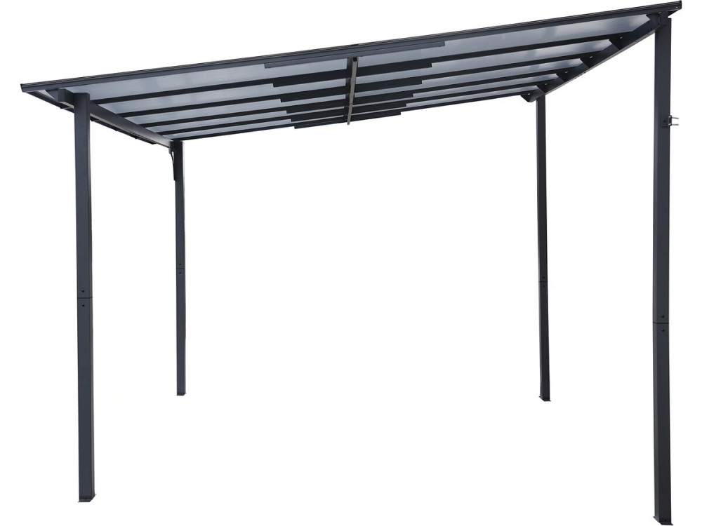 Pergola tonnelle adossée "Marvin" - 3 x 3 m - 304 x 298 x 243 cm - Gris foncé
