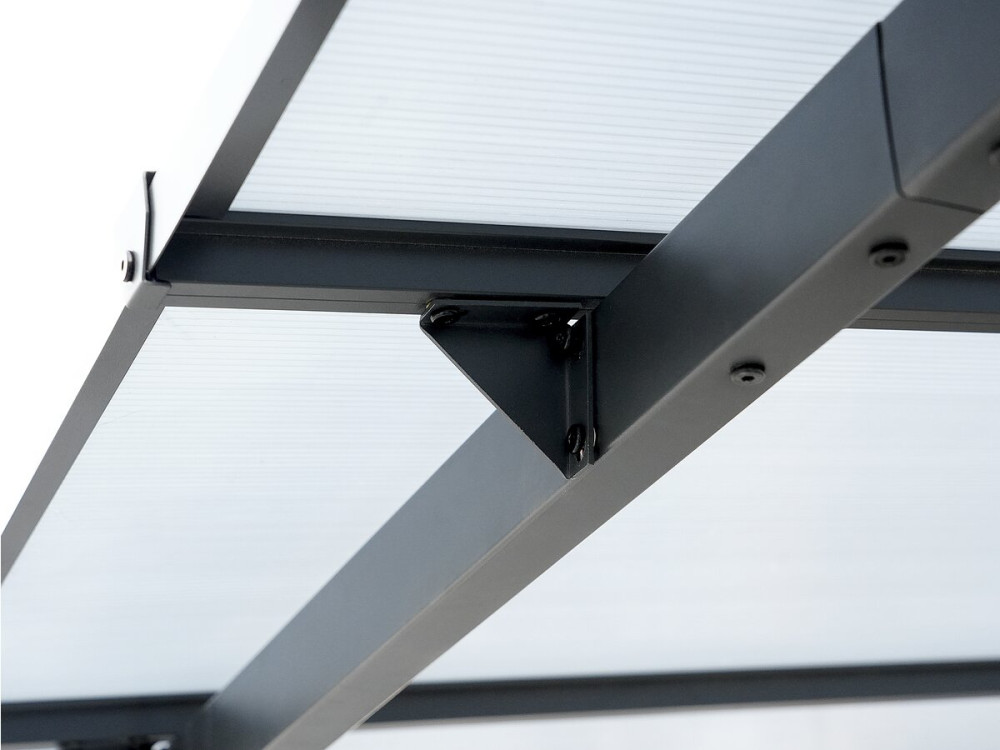Pergola tonnelle adossée "Marvin" - 3 x 3 m - 304 x 298 x 243 cm - Gris foncé