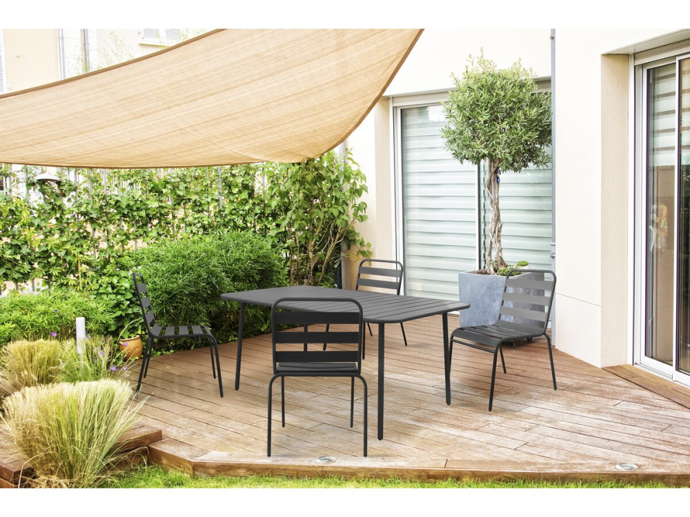Table jardin en métal "Bilbao" - 150 x 90 x 71 cm - Gris