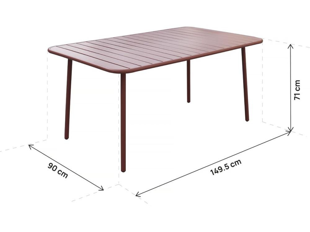 Table jardin en métal "Bilbao" - 150 x 90 x 71 cm - Terracotta