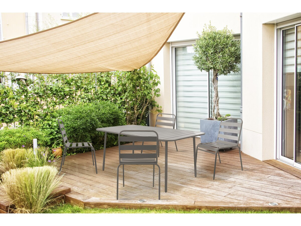 Table jardin en métal "Bilbao" - 150 x 90 x 71 cm - Taupe