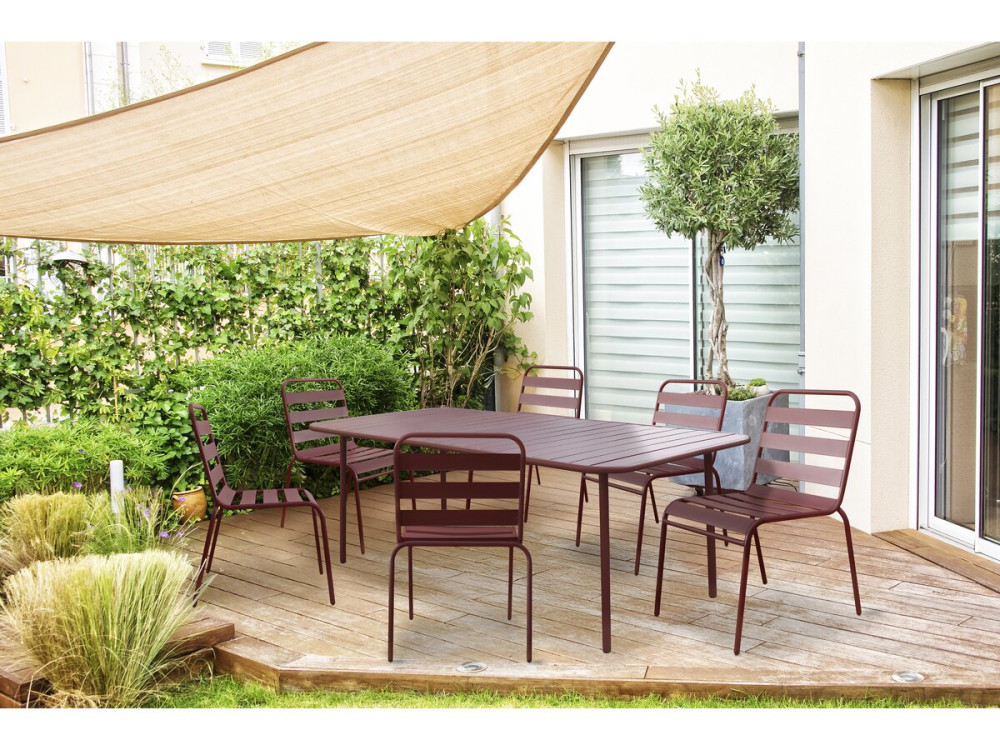 Table jardin en métal "Bilbao" - 180 x 90 x 71 cm - Terracotta
