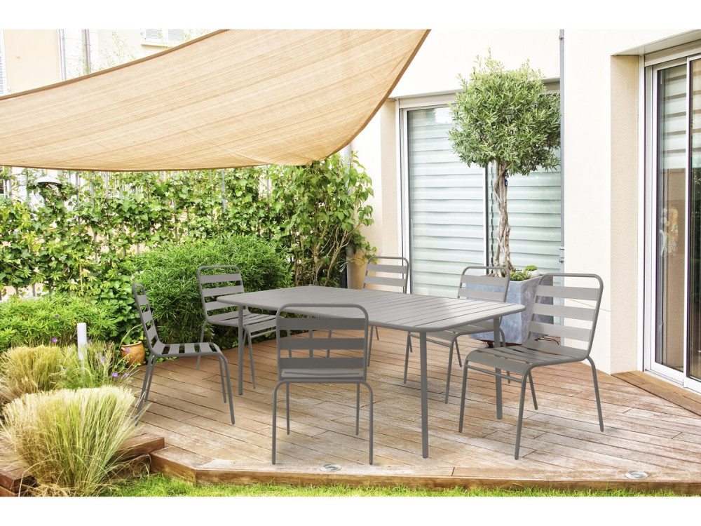 Table jardin en métal "Bilbao" - 180 x 90 x 71 cm - Taupe