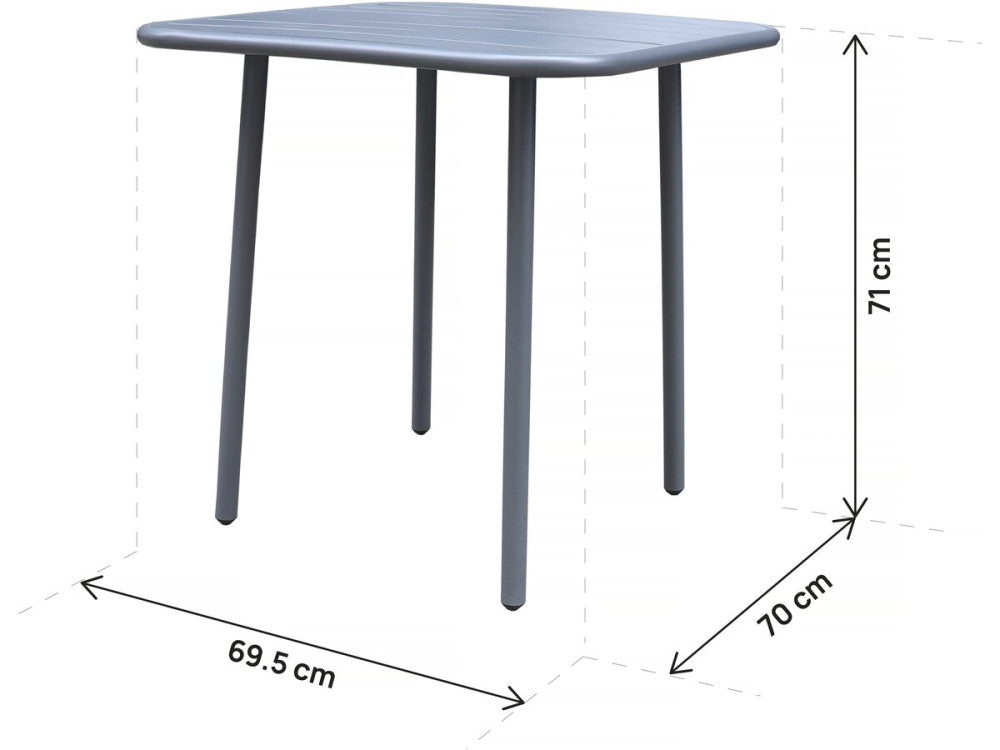 Table de jardin en métal "Bilbao" - 70 x 70 x 71 cm - Gris
