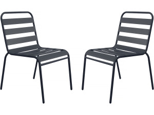 Lot de 2 chaises de jardin en métal empilables "Bilbao" - Gris