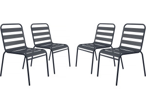 Lot de 4 chaises de jardin en métal empilables "Bilbao" - Gris