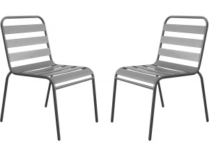 Lot de 2 chaises de jardin en métal empilables "Bilbao" - Taupe