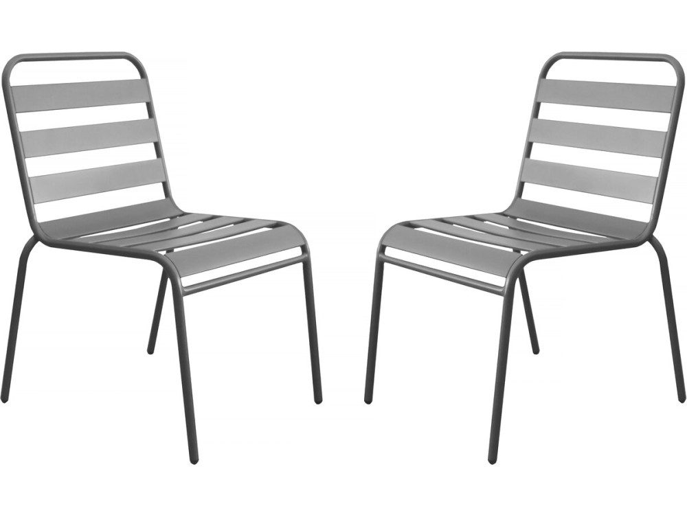 Lot de 2 chaises de jardin en métal empilables "Bilbao" - Taupe