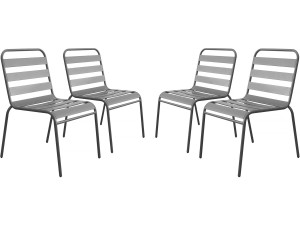 Lot de 4 chaises de jardin en métal empilables "Bilbao" - Taupe
