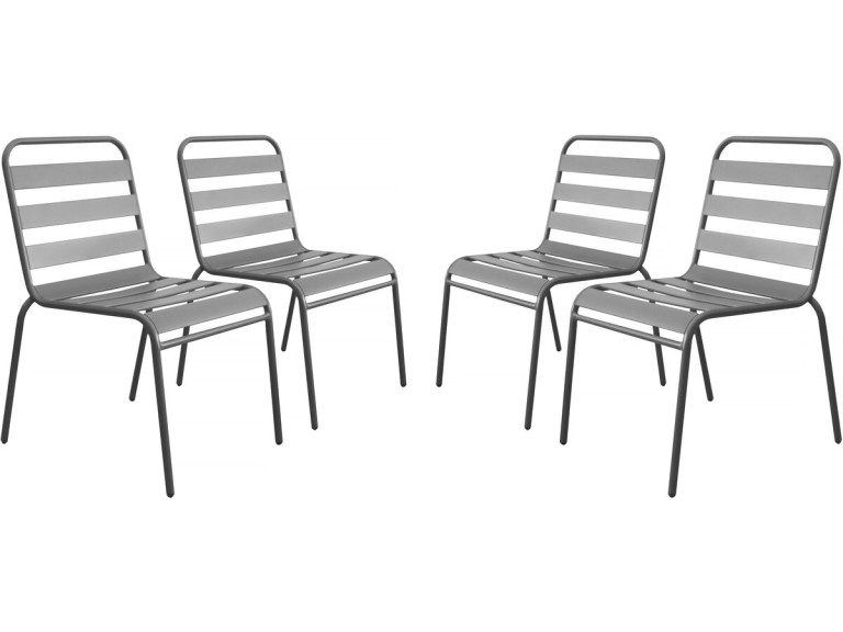 Lot de 4 chaises de jardin en métal empilables "Bilbao" - Taupe