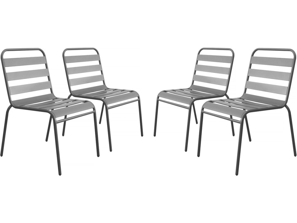 Lot de 4 chaises de jardin en métal empilables "Bilbao" - Taupe