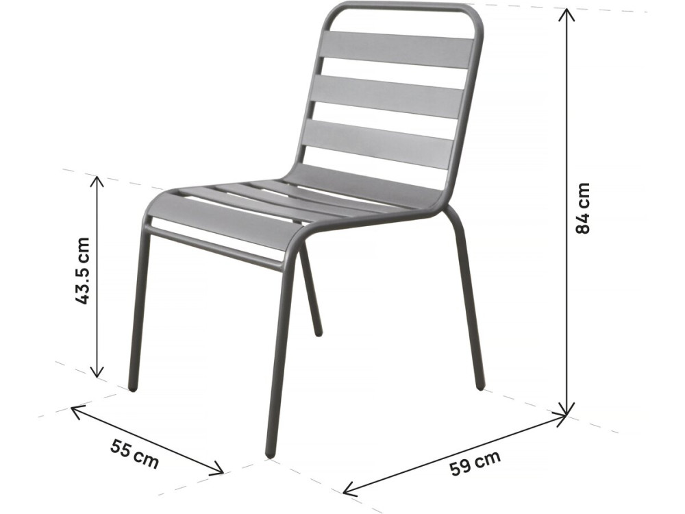 Lot de 4 chaises de jardin en métal empilables "Bilbao" - Taupe