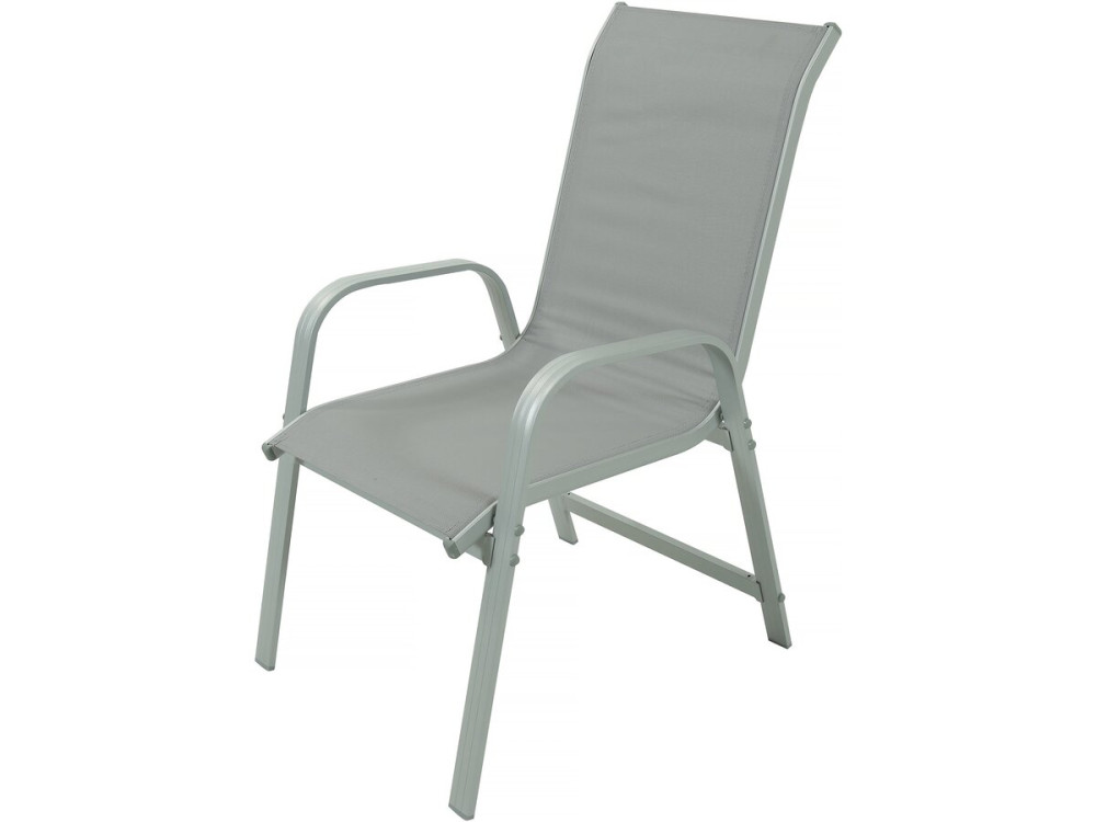 Salon de jardin repas "Lagos" - 200/320 x 105 x 76 cm - 10 chaises - Gris clair