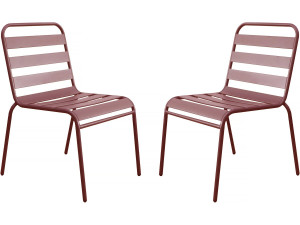 Lot de 2 chaises de jardin en métal empilables "Bilbao" - Terracotta