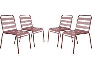Lot de 4 chaises de jardin en métal empilables "Bilbao" - Terracotta