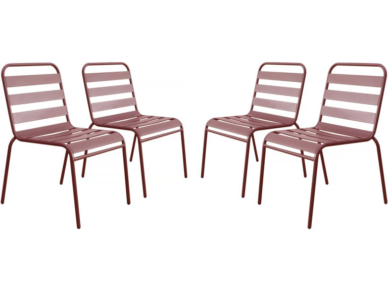 Lot de 4 chaises de jardin en métal empilables "Bilbao" - Terracotta