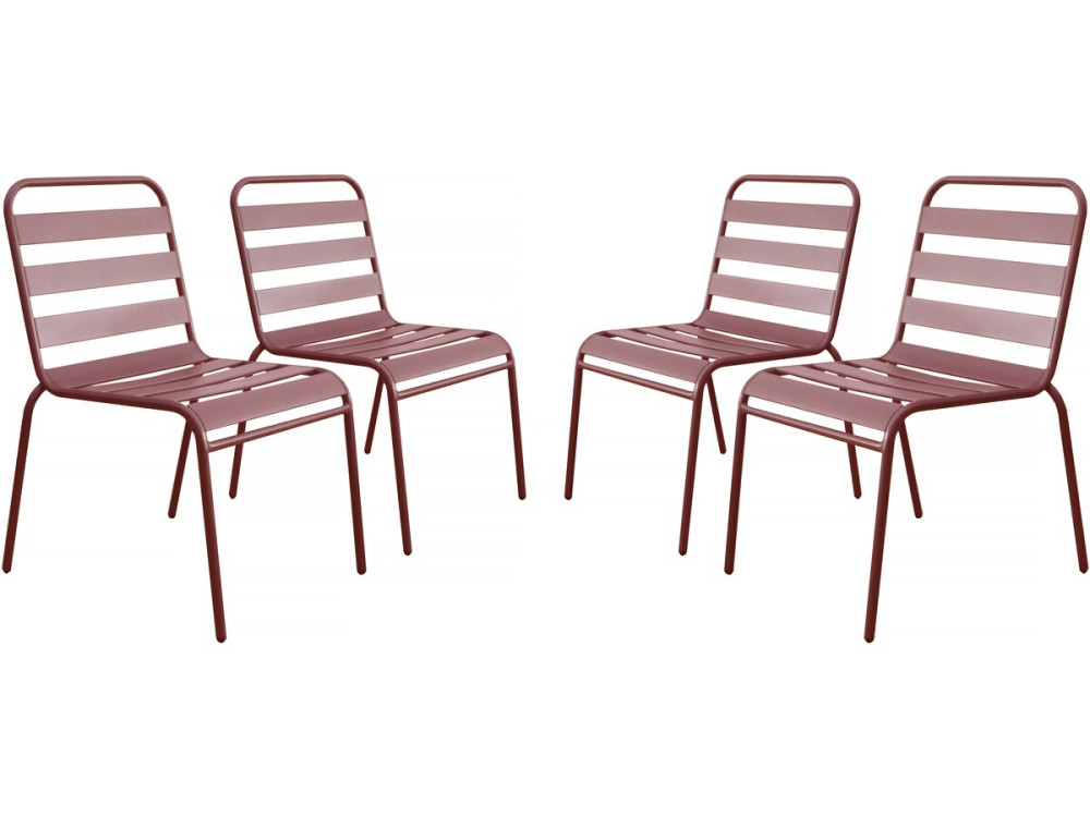Lot de 4 chaises de jardin en métal empilables "Bilbao" - Terracotta