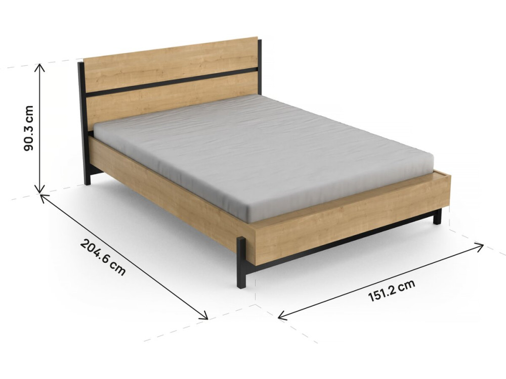 Lit Double "Craft" extractible - Bois - 140 x 190/200 cm - Marron