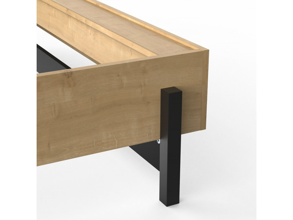 Lit Double "Craft" extractible - Bois - 140 x 190/200 cm - Marron