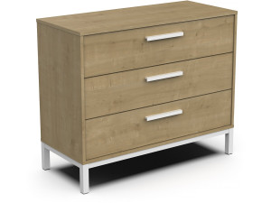 Commode "CRAFT" - Bois - 3 tiroirs - Marron/Blanc