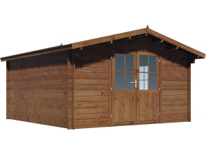 Abri de jardin bois 35 mm traité autoclave marron "Montlaur" - 18,9 m²