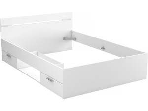 Lit Double en bois "Michigan" - 140 x 200 cm - Blanc