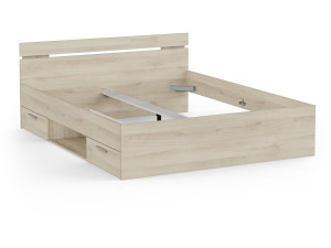 Lit Double en bois "Michigan" - 160 x 200 cm - Marron