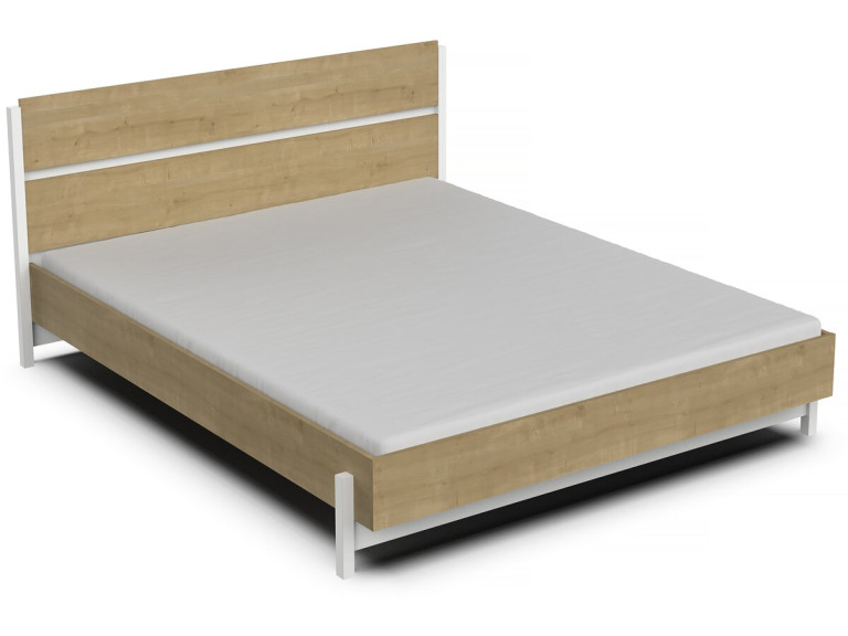 Lit Double "Craft" - 160 x 200 cm - Marron/Blanc