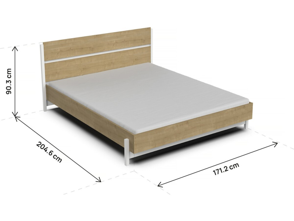 Lit Double "Craft" - 160 x 200 cm - Marron/Blanc