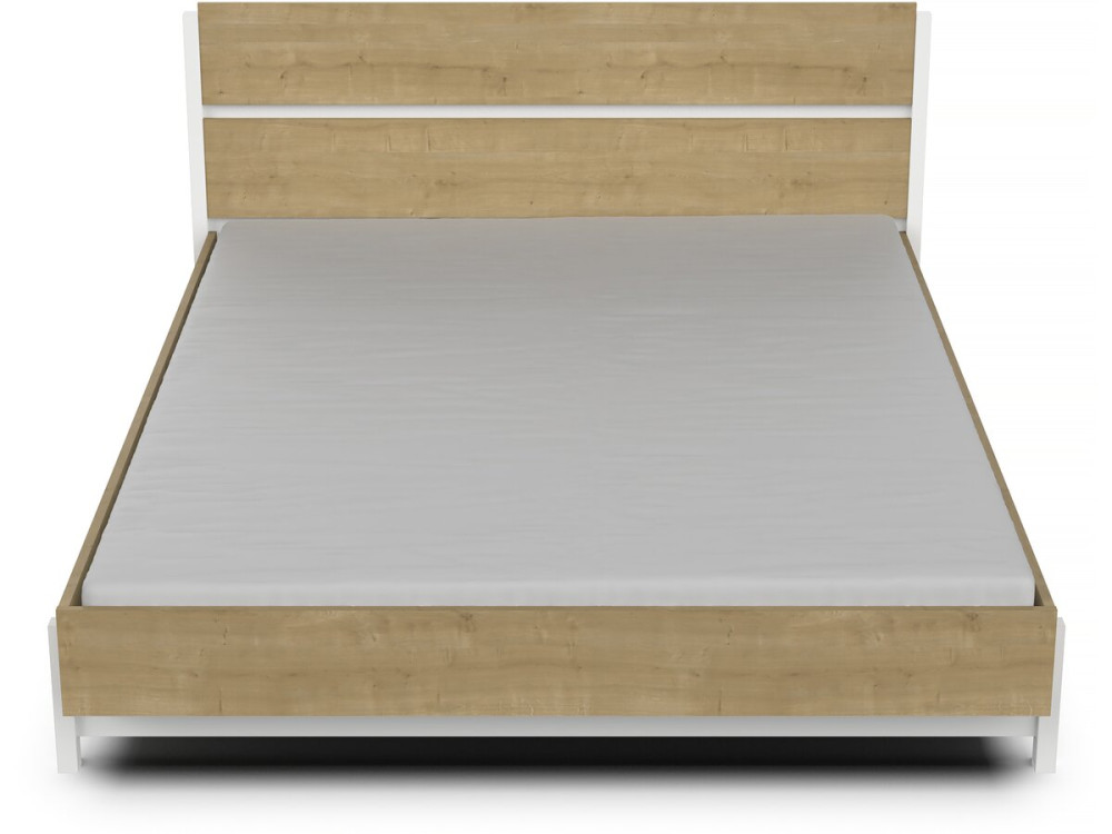 Lit Double "Craft" - 160 x 200 cm - Marron/Blanc