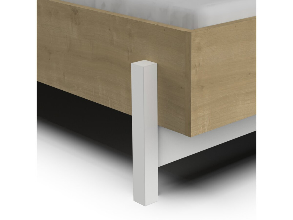Lit Double "Craft" - 160 x 200 cm - Marron/Blanc