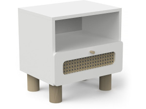 Table de chevet " Ochna " 1 tiroir + 1 niche - Blanc mat