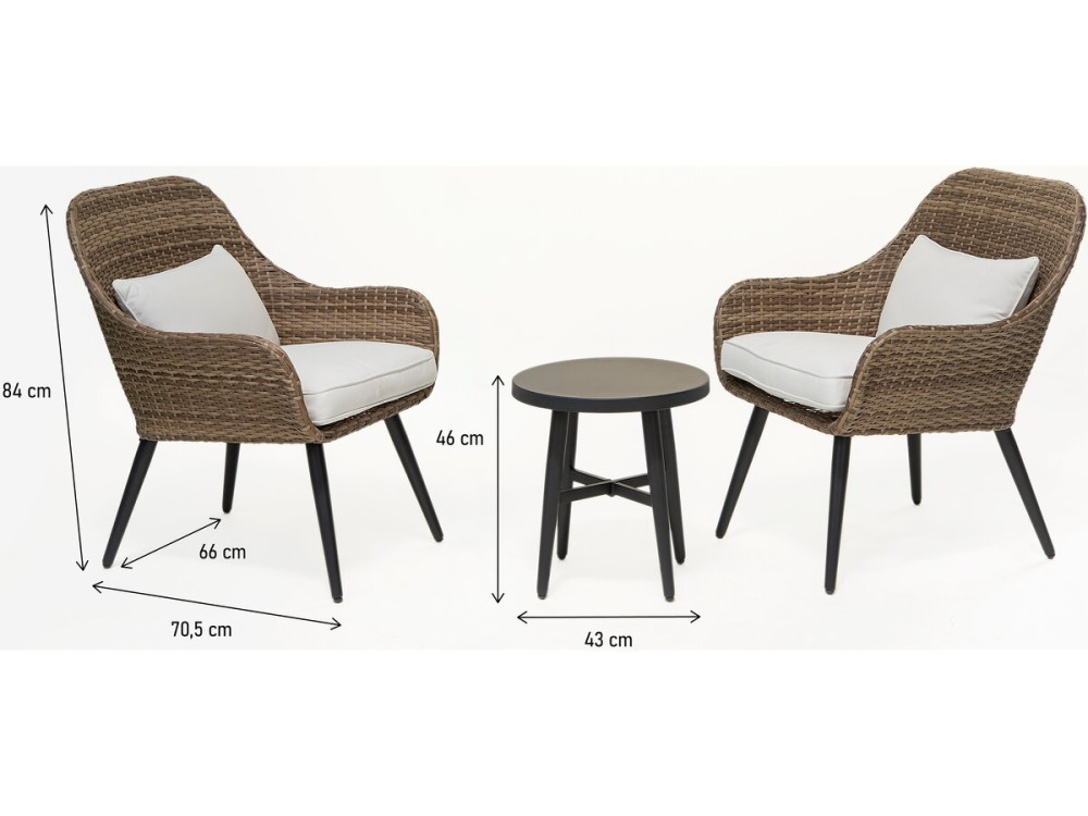Salon de jardin en résine tressée 2 places "Amber"  - Marron