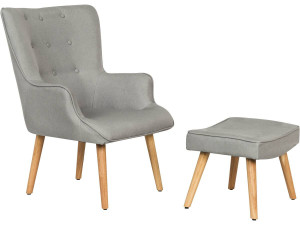 Fauteuil style scandinave en tissu "Odense" - 1 place - Gris clair