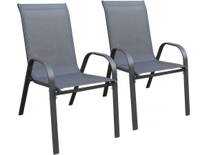 Fauteuil jardin textilène "Cordoba" - Phoenix - Lot de 2 - Anthracite