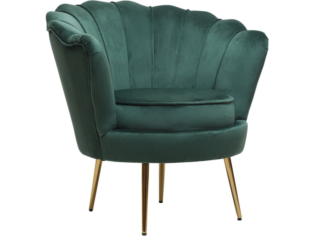 Fauteuil en velours "Floria" - 75 x 68 x 77.5cm - Vert