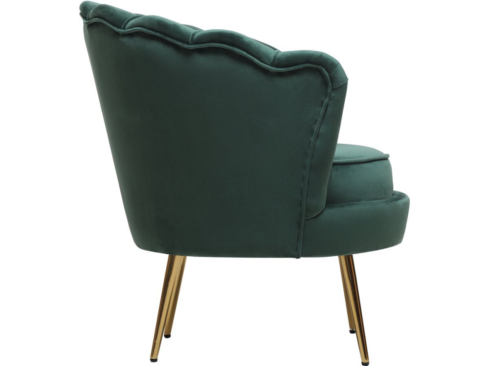 Fauteuil en velours "Floria" - 75 x 68 x 77.5cm - Vert