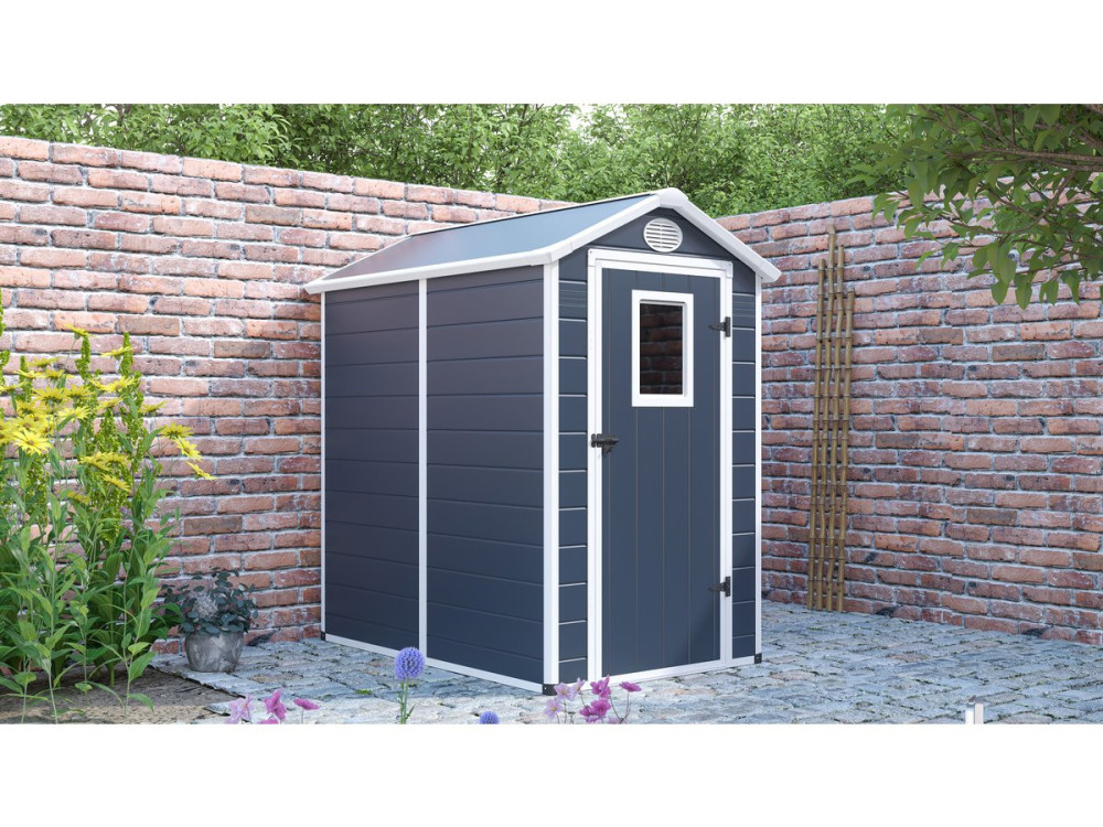 Abri de jardin résine "Texas" - 2.47 m² - kit d'ancrage inclus - Anthracite