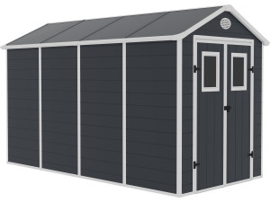 Abri de jardin résine "Texas" - 6.88 m² - kit d'ancrage inclus - Anthracite