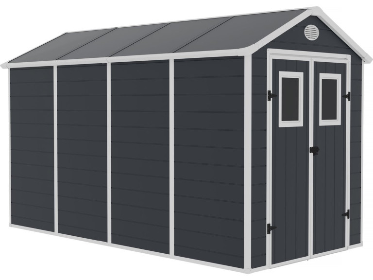 Abri de jardin résine "Texas" - 6.88 m² - kit d'ancrage inclus - Anthracite