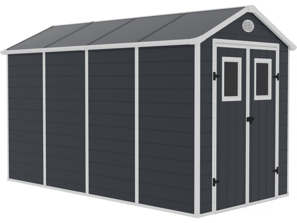 Abri de jardin résine "Texas" - 6.88 m² - kit d'ancrage inclus - Anthracite
