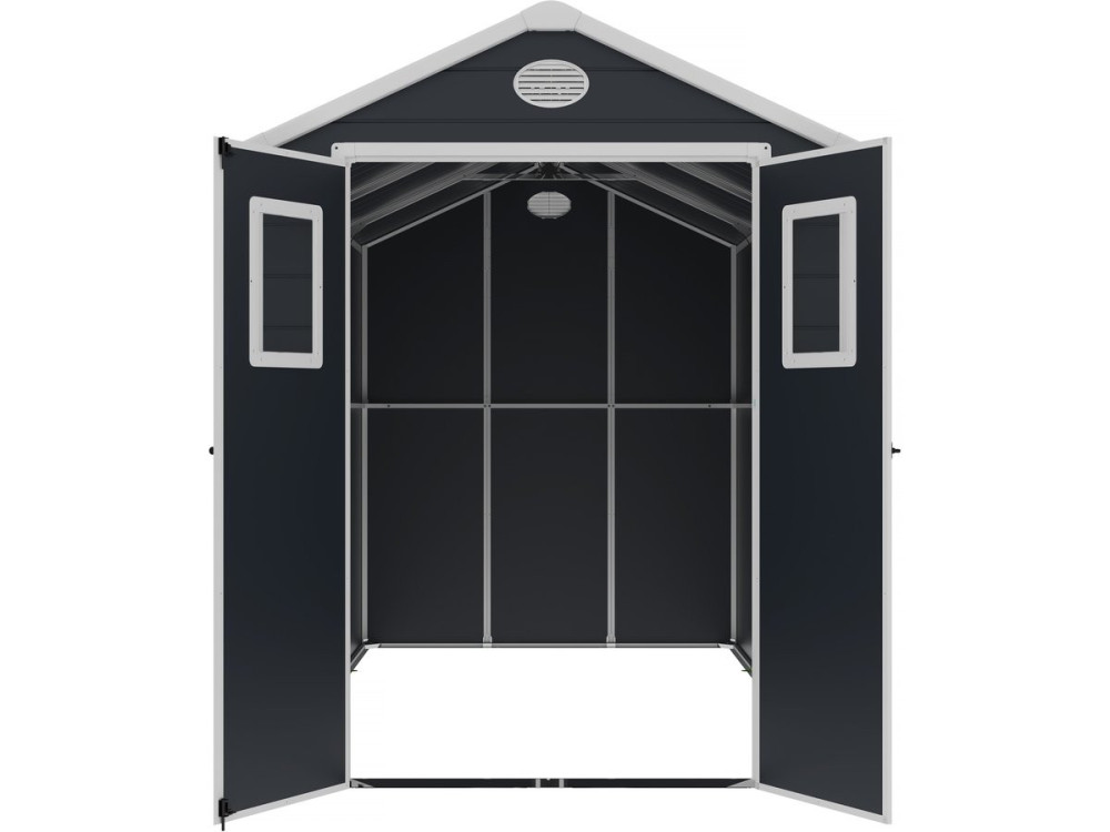 Abri de jardin résine "Texas" - 6.88 m² - kit d'ancrage inclus - Anthracite