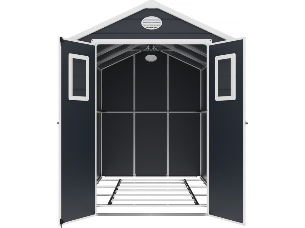 Abri de jardin résine "Texas" - 6.88 m² - kit d'ancrage inclus - Anthracite