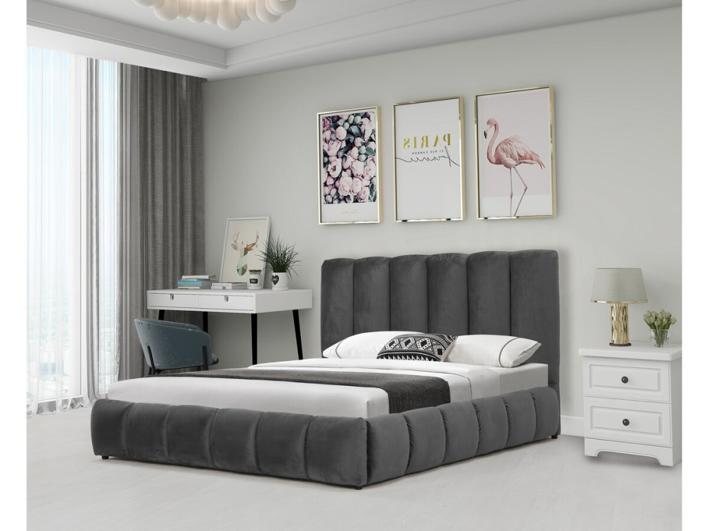 Lit avec coffre "Annie" 160 x 200 cm - Gris
