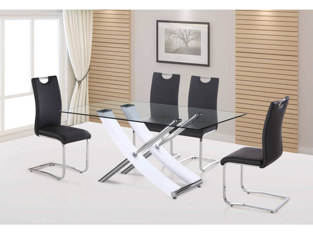 Table repas "Diva" - 160 x 90 x 76 cm - Blanc laqué