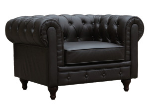 Fauteuil Chesterfield "Aliza" - 111 x 82 x 70 cm - Marron