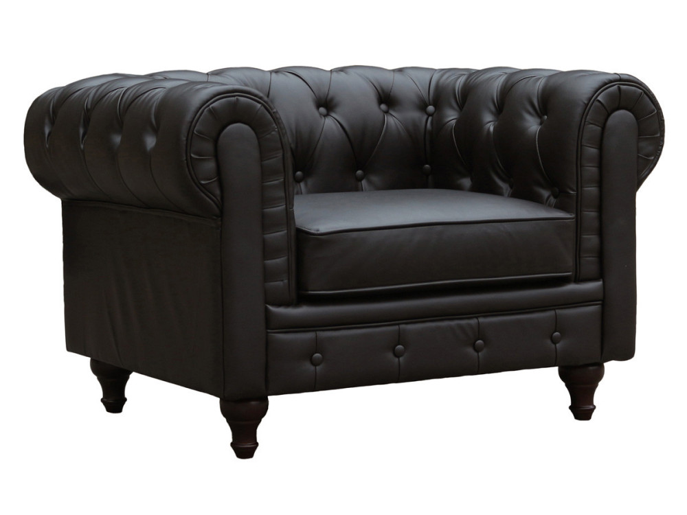 Fauteuil Chesterfield "Aliza" - 111 x 82 x 70 cm - Marron