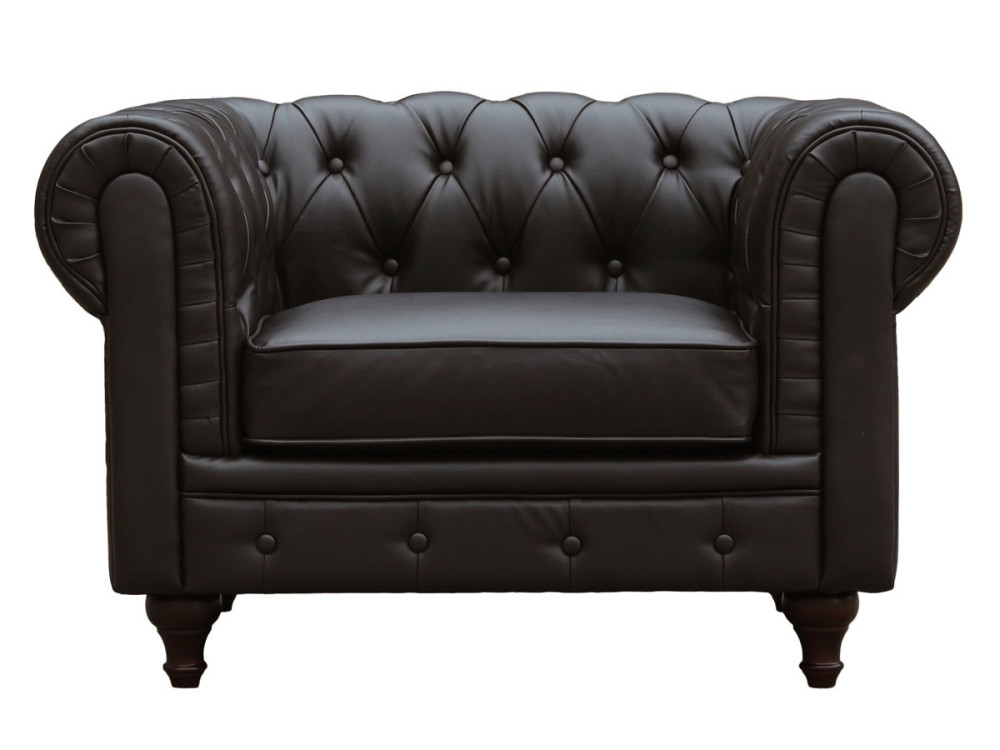 Fauteuil Chesterfield "Aliza" - 111 x 82 x 70 cm - Marron