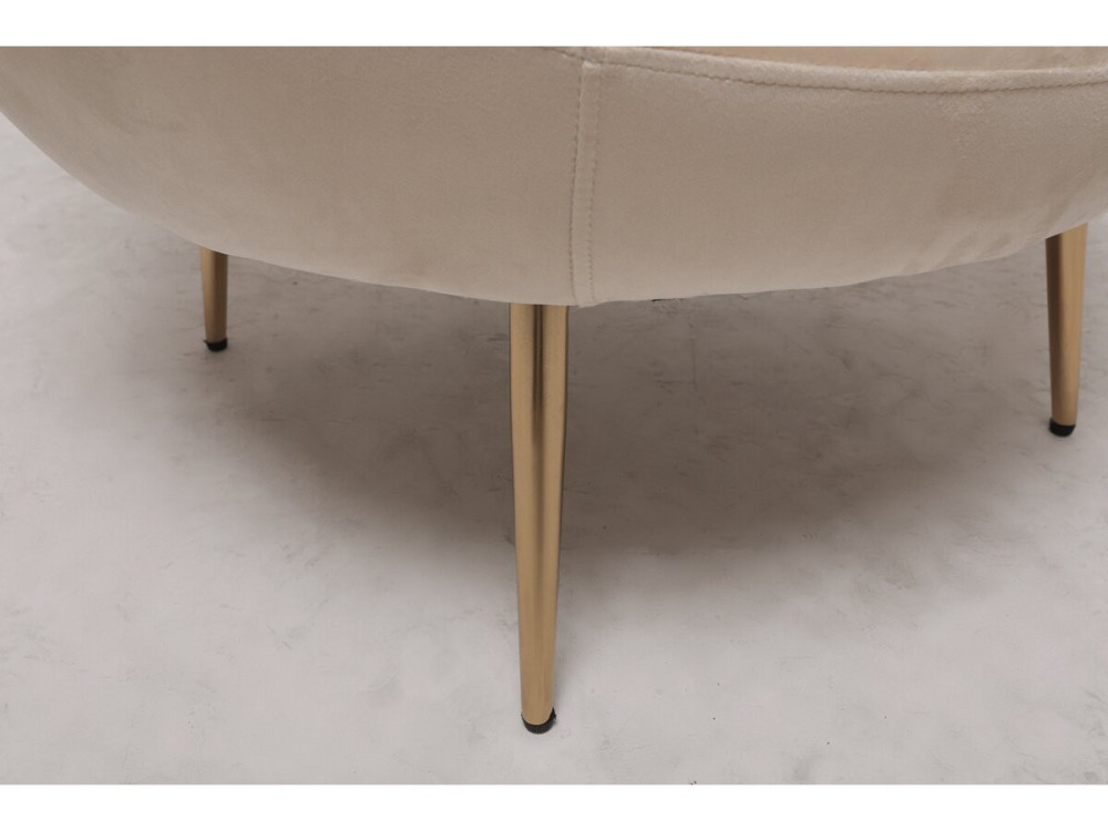 Fauteuil en velours "Cocon" - 77 x 74 x 77.5 cm - Beige