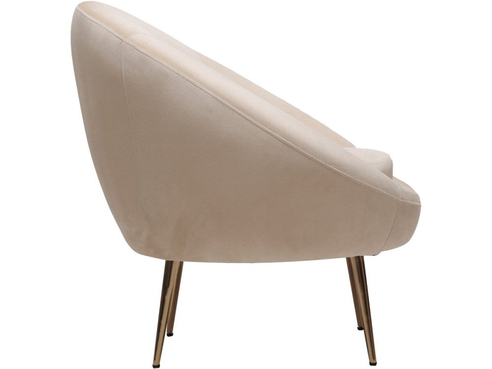 Fauteuil en velours "Cocon" - 77 x 74 x 77.5 cm - Beige